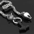 Rostfritt stål dubbelt varghuvud & Mjolnir Survival Spirit Halsband/armband