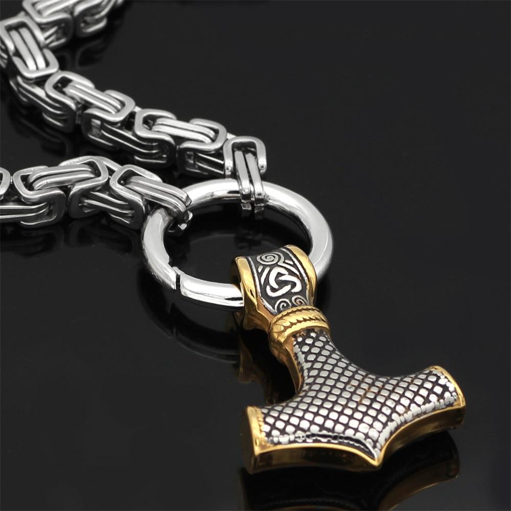 Rostfritt stål dubbelt varghuvud &amp; Mjolnir Survival Spirit Halsband/armband