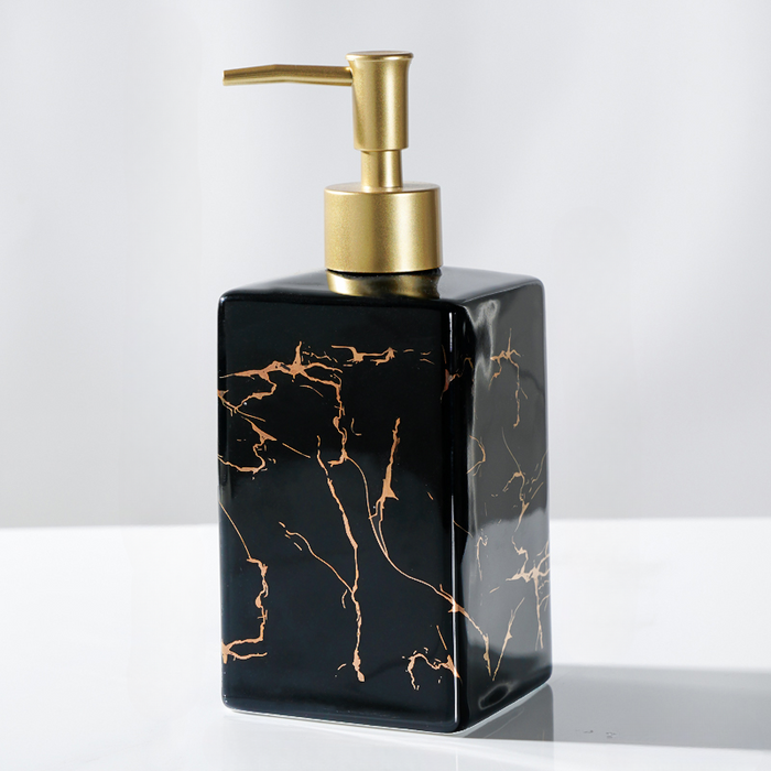 Marmorerad Keramik Tvål- och Schampo Dispenser - Modern Design
