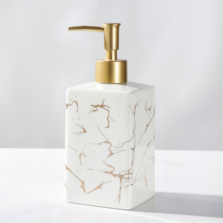 Marmorerad Keramik Tvål- och Schampo Dispenser - Modern Design