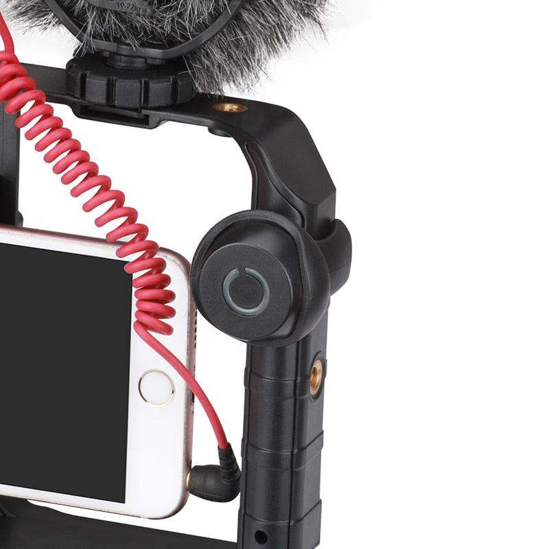 Smartphone Video Rig Stabilizer med Ljus – Smidig Filminspelning &amp; Belysning för Mobil Filmning