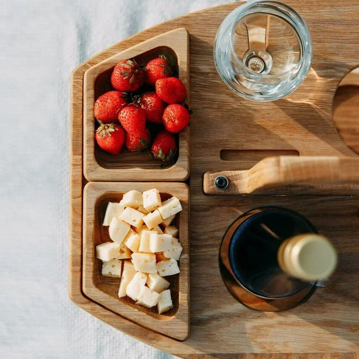 Hopfällbart picknickbord för vin – Bärbart träbord