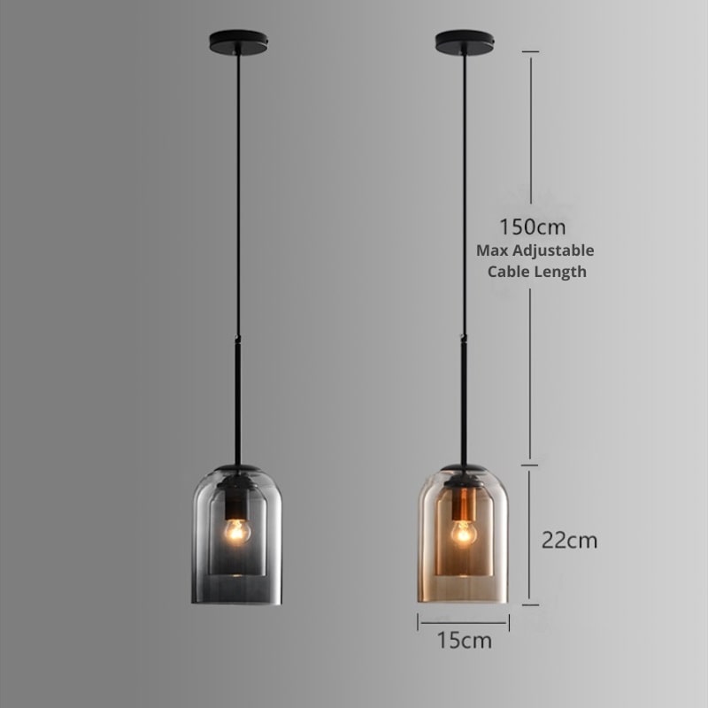 Pendellampor från mitten av århundradet i dubbelglas
