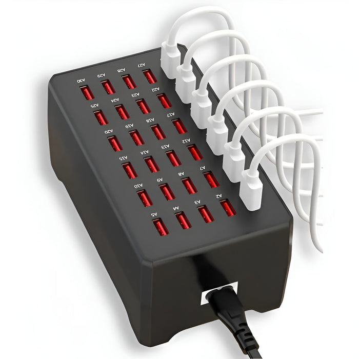 Multi-USB Laddstation – 30 portar | Snabb och samtidig laddning för flera enheter