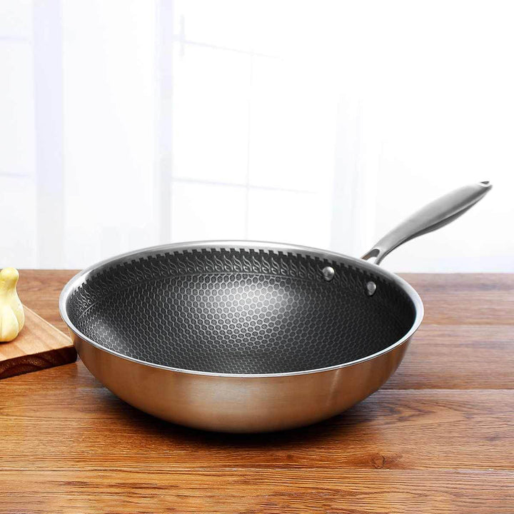 Royallure Rostfritt Stål Non-Stick Stekpanna – 30 cm, Jämn Värme &amp; Hållbar Yta