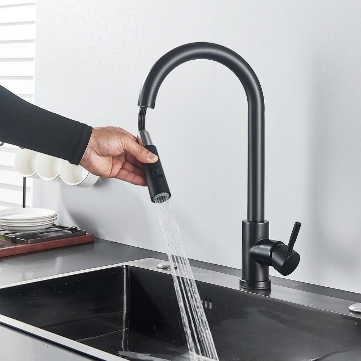 Royallure Touch-Sensor Utdragbar Kökspip – Handsfree Flöde, Svängbar Spruta &amp; Germ-Säker