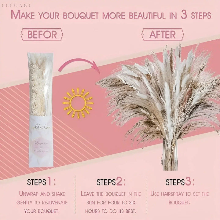RusticPampas Dekor - Naturlig Fluffig Pampasgräs Boho Hem Blomsterarrangemang