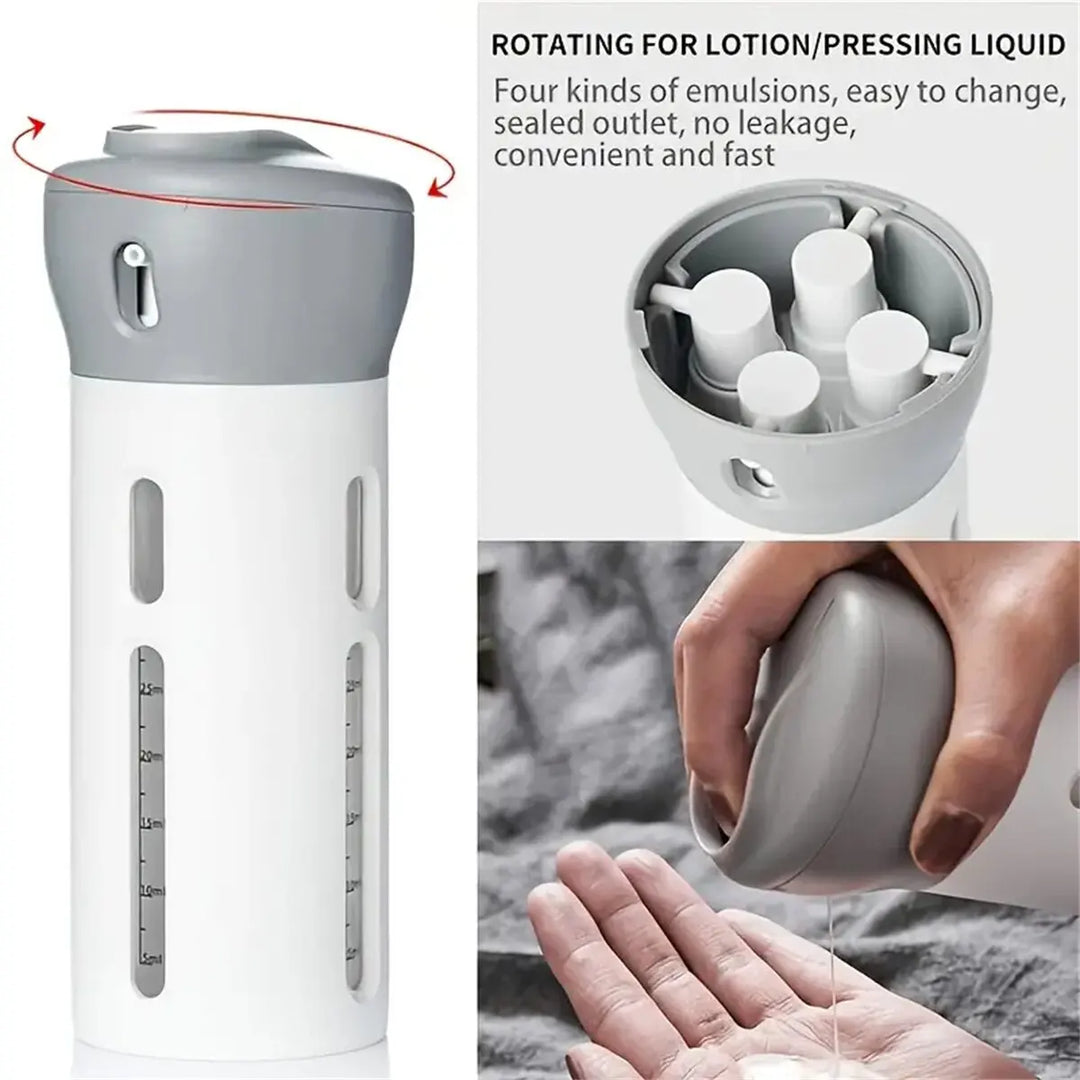Carvallo 4-i-1 Återfyllbar Resedispenser | Läckagesäker Dispenser för Schampo, Lotion, Parfym &amp; Balsam | Kompakt &amp; TSA-kompatibel