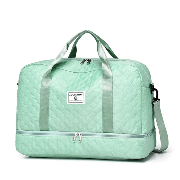 Carvallo TravelFlex Lätt resväska med diamantmönster | Stor sport- &amp; weekendväska med skofack &amp; vått fack | Godkänd för handbagage &amp; vikbar