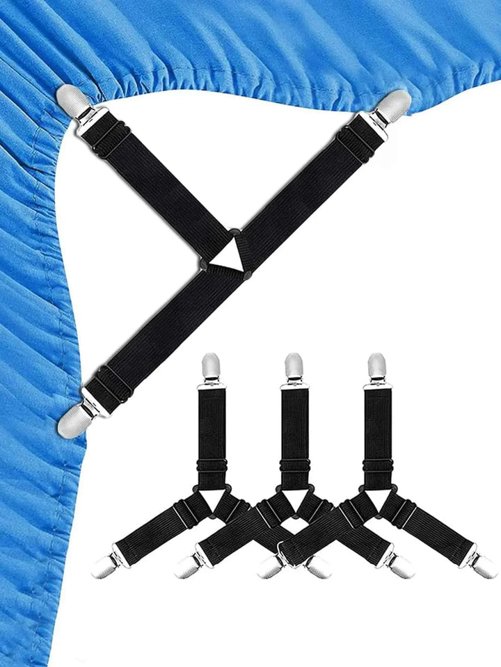 Carvallo Spännbäddslakanhållare Set | 4-pack Triangulära Bäddlakanhållare | Justerbar &amp; Antislip – För Madrasser, Duket och Överdrag