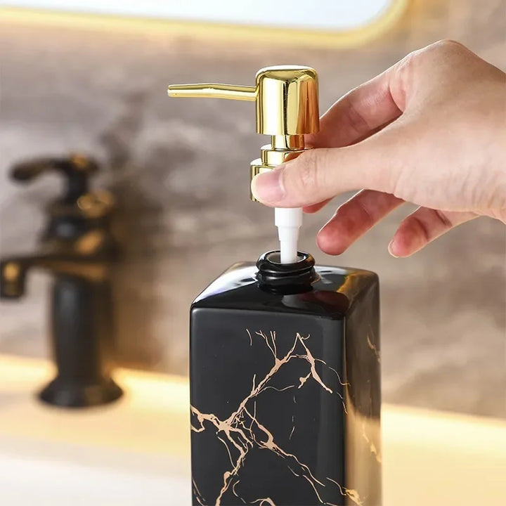 Marmorerad Keramik Tvål- och Schampo Dispenser - Modern Design