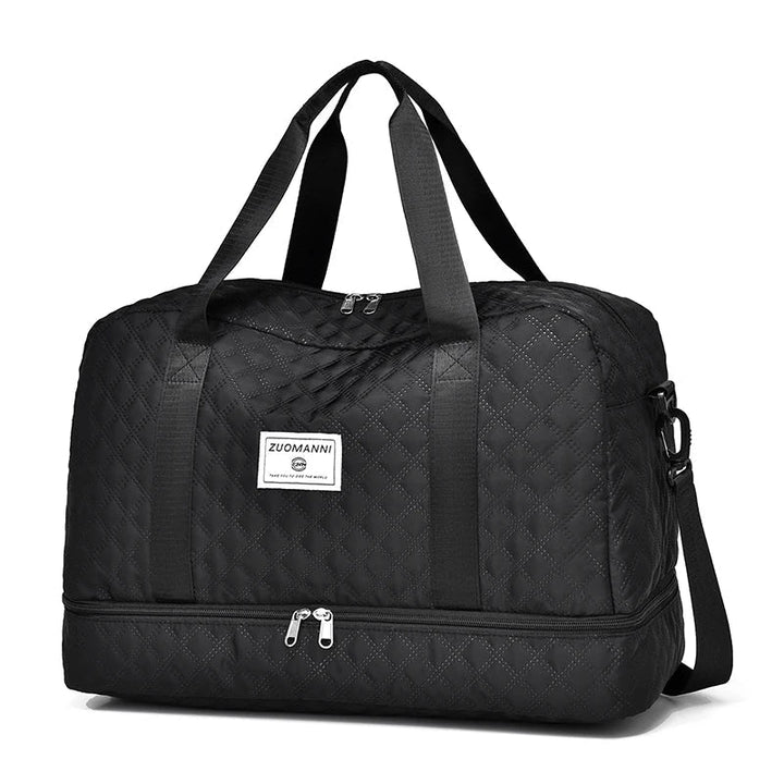 Carvallo TravelFlex Lätt resväska med diamantmönster | Stor sport- &amp; weekendväska med skofack &amp; vått fack | Godkänd för handbagage &amp; vikbar