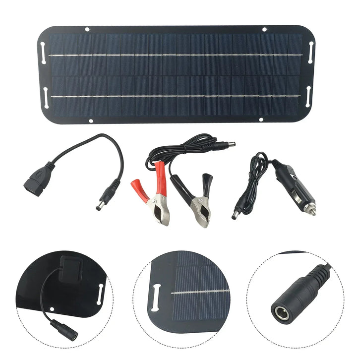Carvallo ProCharge Solarbatteriladdare 60W | För bil, båt &amp; husbil | Underhållsfri &amp; väderbeständig | Svart solpanel