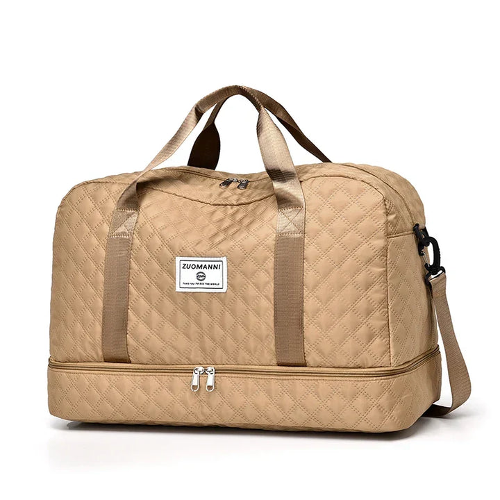 Carvallo TravelFlex Lätt resväska med diamantmönster | Stor sport- &amp; weekendväska med skofack &amp; vått fack | Godkänd för handbagage &amp; vikbar