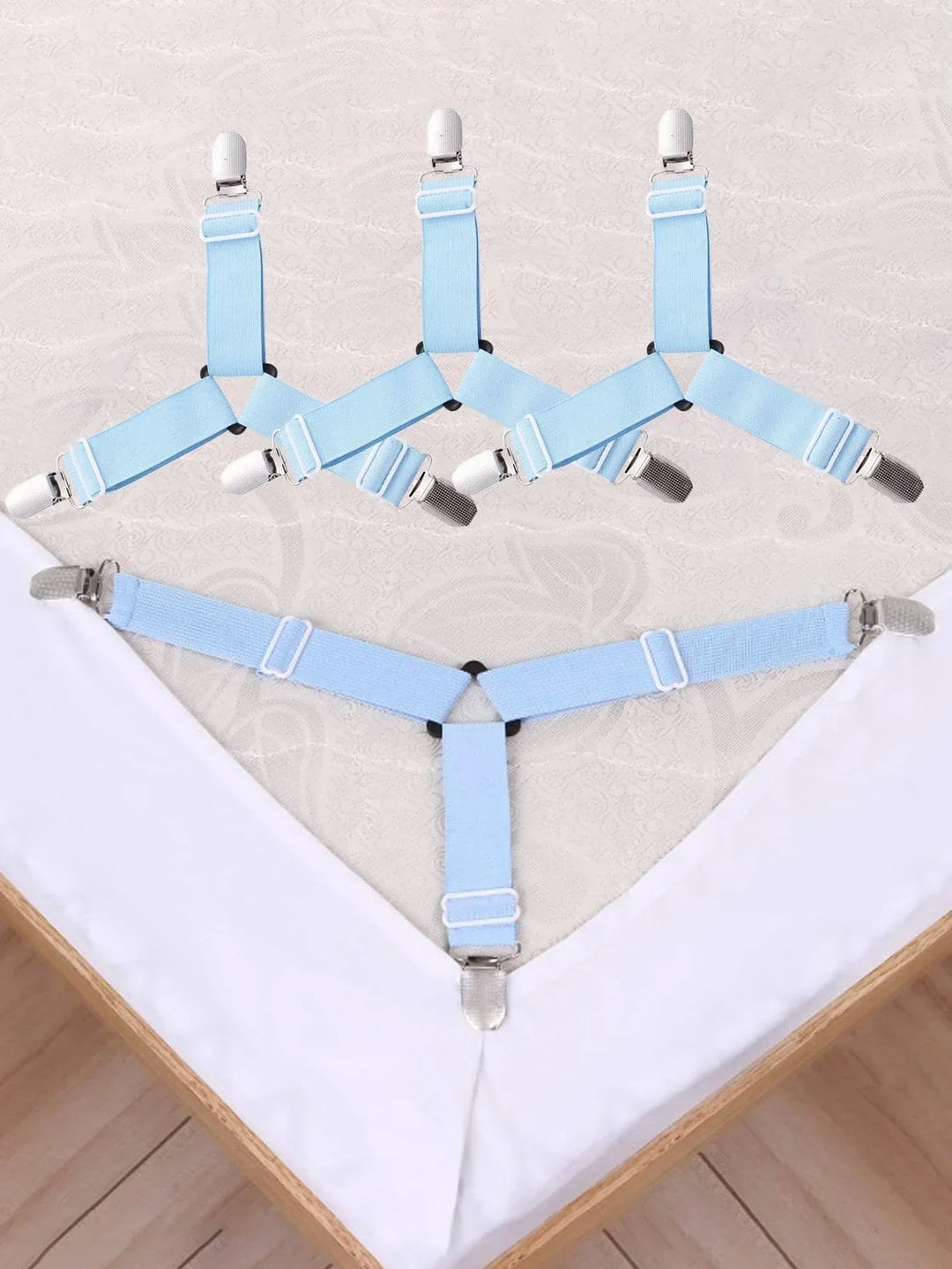 Carvallo Spännbäddslakanhållare Set | 4-pack Triangulära Bäddlakanhållare | Justerbar &amp; Antislip – För Madrasser, Duket och Överdrag