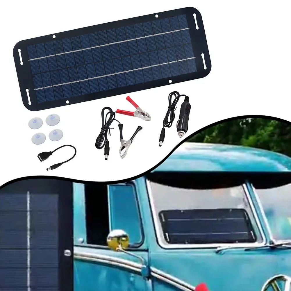 Carvallo ProCharge Solarbatteriladdare 60W | För bil, båt &amp; husbil | Underhållsfri &amp; väderbeständig | Svart solpanel