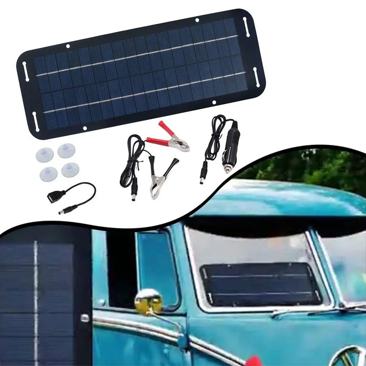 Carvallo ProCharge Solarbatteriladdare 60W | För bil, båt &amp; husbil | Underhållsfri &amp; väderbeständig | Svart solpanel