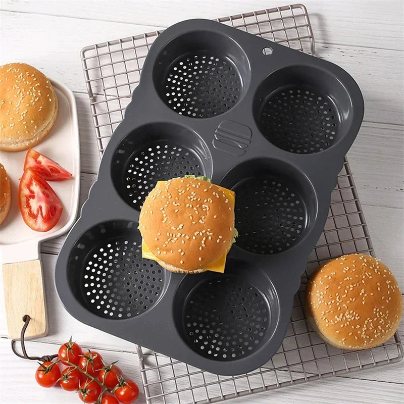 Carvallo Silikon Hamburger-Bakform | Non-stick &amp; BPA-fri | 4/6 formar för hamburgarbullar &amp; bullar | Värmetålig &amp; Flexibel