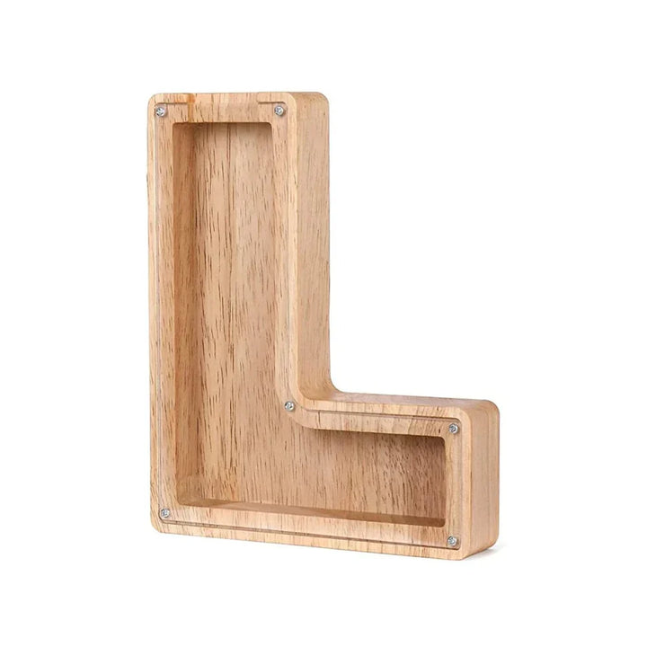 Trä Alphabet Spargris med transparent fönster för stiligt sparande