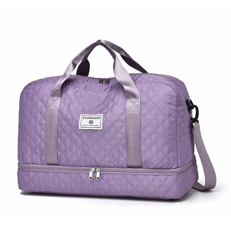 Carvallo TravelFlex Lätt resväska med diamantmönster | Stor sport- &amp; weekendväska med skofack &amp; vått fack | Godkänd för handbagage &amp; vikbar