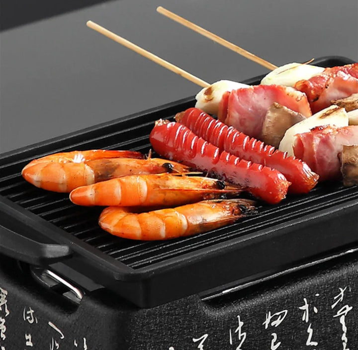 Carvallo Bärbar Kolgrill | Koreansk Bordgrill för Utomhus &amp; Hem | Återanvändbar &amp; Kompakt | Ideal för BBQ &amp; Camping
