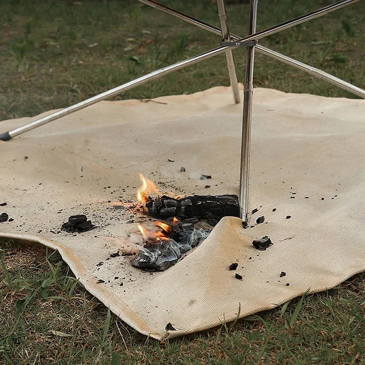 Carvallo Brandskydd Campingmatta | Värmebeständig &amp; Brandsäker | Ideal för Grill &amp; Eldstad | Glasfiber Beige