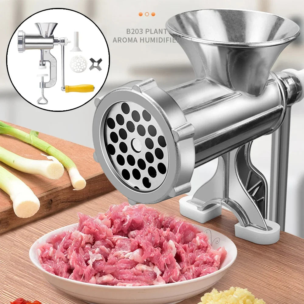 Carvallo-Köttkvarn MeatMaster ProManuell | Rostfritt stål med bordsfäste | För kött, grönsaker &amp; korvfyllning | 20×15 cm
