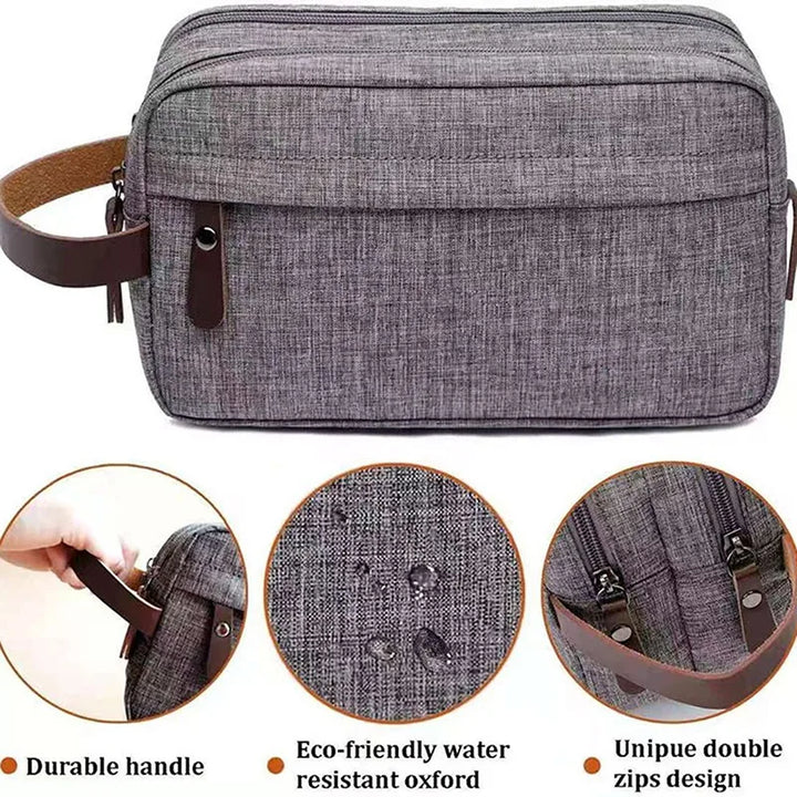 Carvallo Kulturbeutel Unisex | Vattenavvisande | Canvas-design med läderhandtag | För resa &amp; vardag