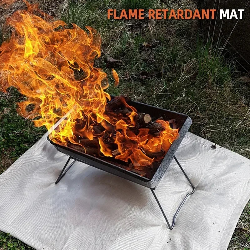 Carvallo Brandskydd Campingmatta | Värmebeständig &amp; Brandsäker | Ideal för Grill &amp; Eldstad | Glasfiber Beige