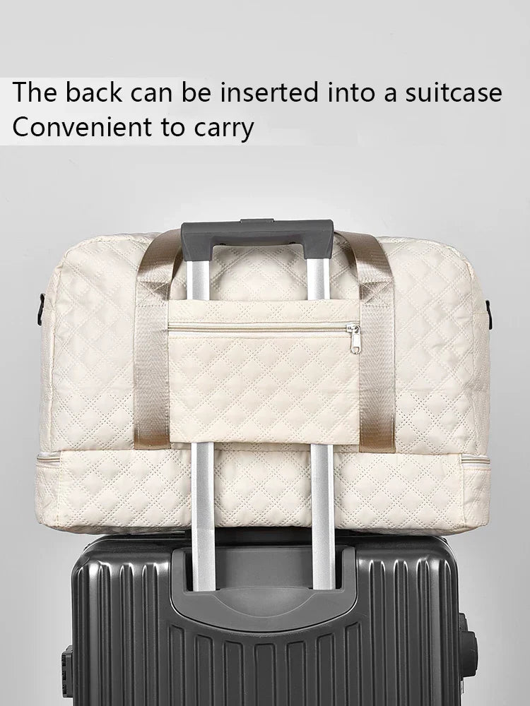 Carvallo TravelFlex Lätt resväska med diamantmönster | Stor sport- &amp; weekendväska med skofack &amp; vått fack | Godkänd för handbagage &amp; vikbar