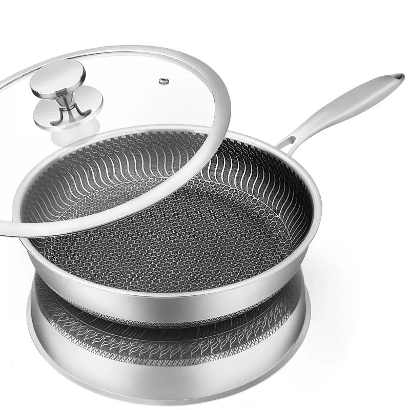 HexClad Stekpanna i Rostfritt Stål – Non-Stick Honeycomb Stekpanna för Induktion &amp; Ugn