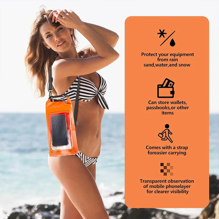 Carvallo Vattentät Dry Bag 2L | Med Touchscreen-Fönster | Utomhusväska för Kajak, Trekking &amp; Vattensport