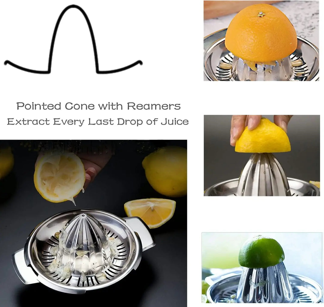 Carvallo Citronpress i rostfritt stål | Manuell juicepress för citrusfrukter | Robust design &amp; Hög juiceutvinning | För kök &amp; bar