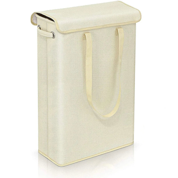 Carvallo Tvättkorg 45L | Smal &amp; Platsbesparande med Lock | Vattenavvisande &amp; Modernt Design | För Bad, Sovrum &amp; Hall