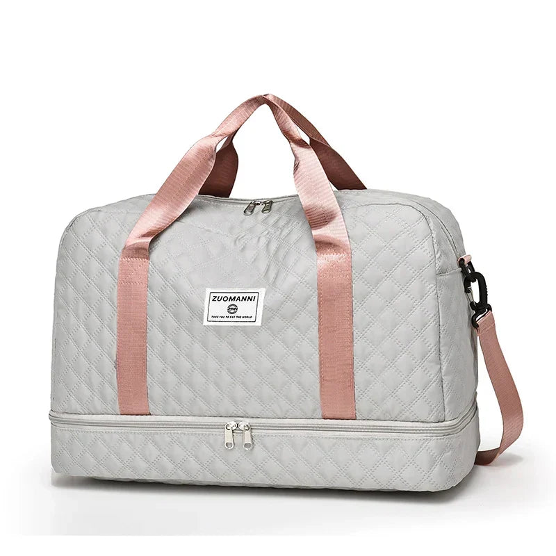 Carvallo TravelFlex Lätt resväska med diamantmönster | Stor sport- &amp; weekendväska med skofack &amp; vått fack | Godkänd för handbagage &amp; vikbar