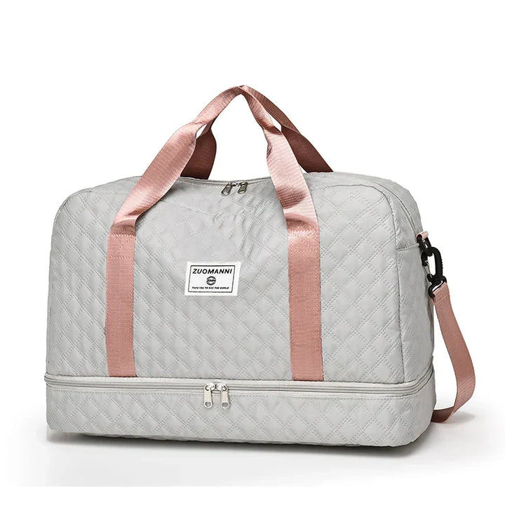 Carvallo TravelFlex Lätt resväska med diamantmönster | Stor sport- &amp; weekendväska med skofack &amp; vått fack | Godkänd för handbagage &amp; vikbar