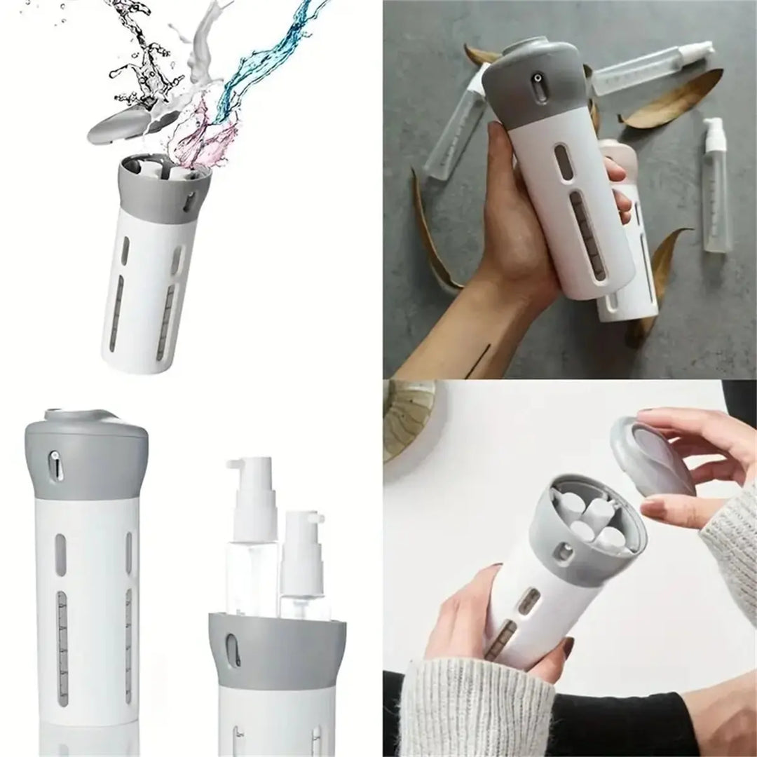 Carvallo 4-i-1 Återfyllbar Resedispenser | Läckagesäker Dispenser för Schampo, Lotion, Parfym &amp; Balsam | Kompakt &amp; TSA-kompatibel