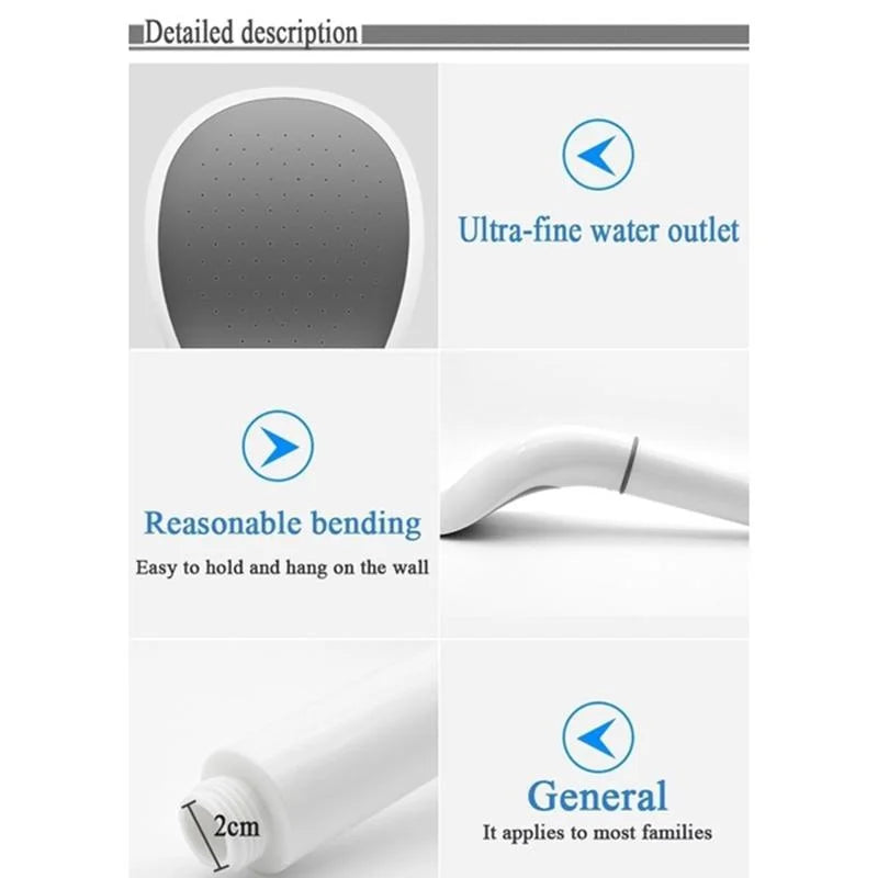 Carvallo Högtrycksduschhuvud med vattensparfunktion | Vit handdusch med filter &amp; standardanslutning – 22×12×7,4 cm
