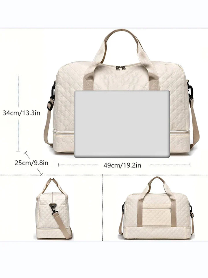 Carvallo TravelFlex Lätt resväska med diamantmönster | Stor sport- &amp; weekendväska med skofack &amp; vått fack | Godkänd för handbagage &amp; vikbar