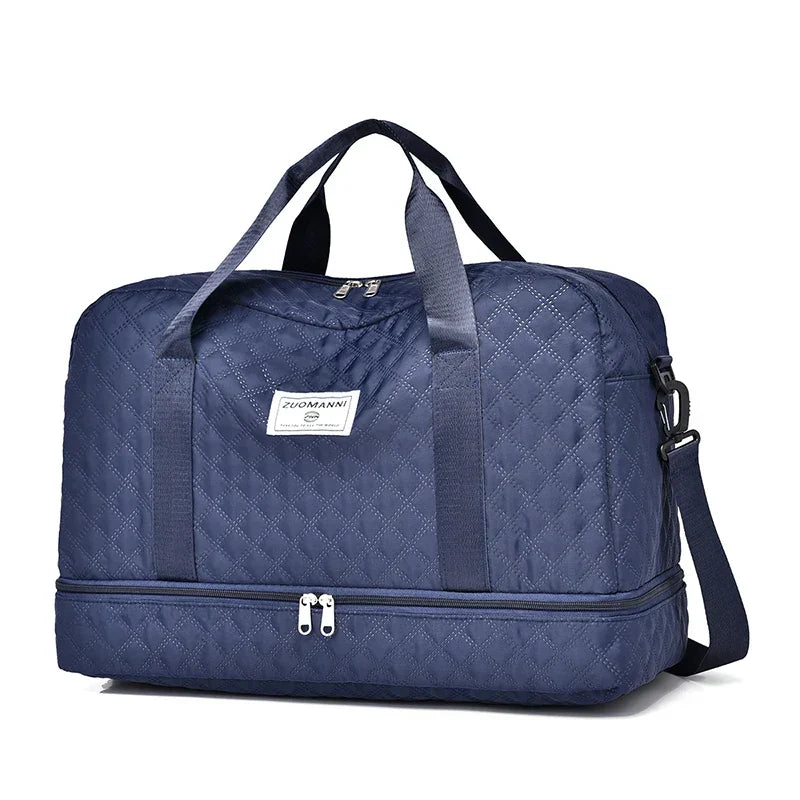 Carvallo TravelFlex Lätt resväska med diamantmönster | Stor sport- &amp; weekendväska med skofack &amp; vått fack | Godkänd för handbagage &amp; vikbar