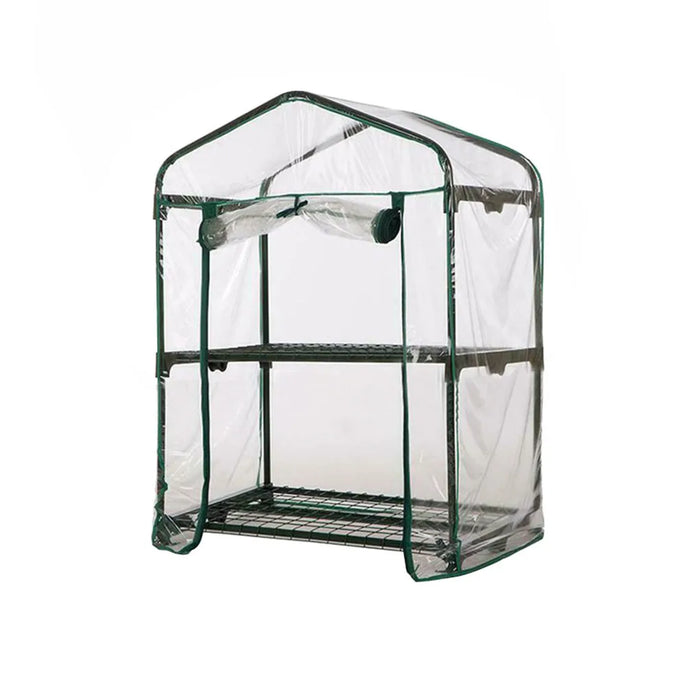Carvallo Mini Transparent PVC-växthusfolie | Vattentät & UV-beständig | För 2–5 våningar | Med dragkedje-framdörr