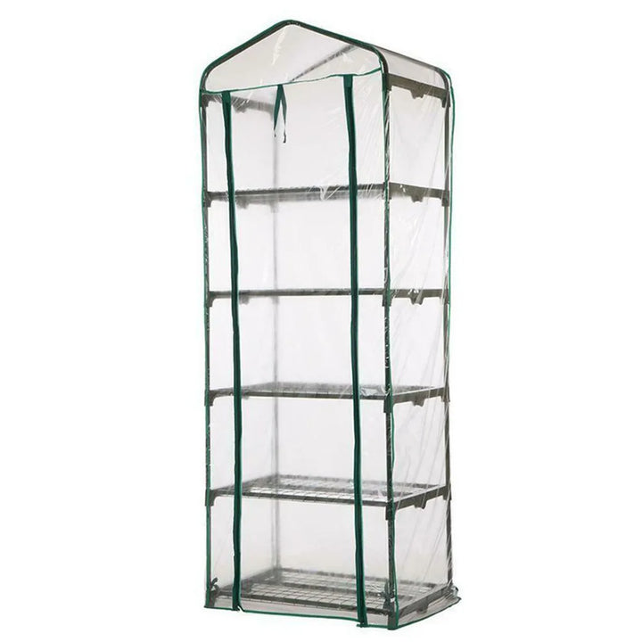 Carvallo Mini Transparent PVC-växthusfolie | Vattentät &amp; UV-beständig | För 2–5 våningar | Med dragkedje-framdörr