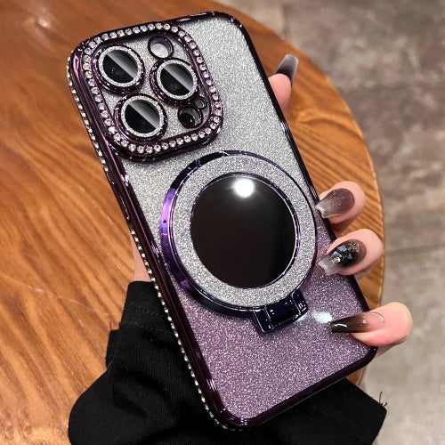 Telefonfodral med spegel magnetisk stativ glitter