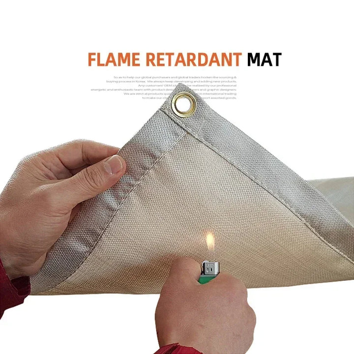 Carvallo Brandskydd Campingmatta | Värmebeständig &amp; Brandsäker | Ideal för Grill &amp; Eldstad | Glasfiber Beige