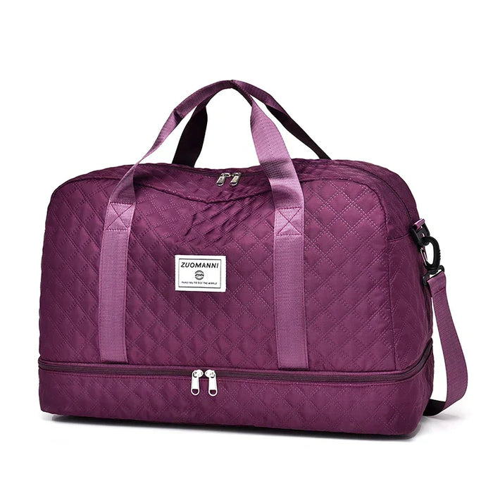 Carvallo TravelFlex Lätt resväska med diamantmönster | Stor sport- & weekendväska med skofack & vått fack | Godkänd för handbagage & vikbar