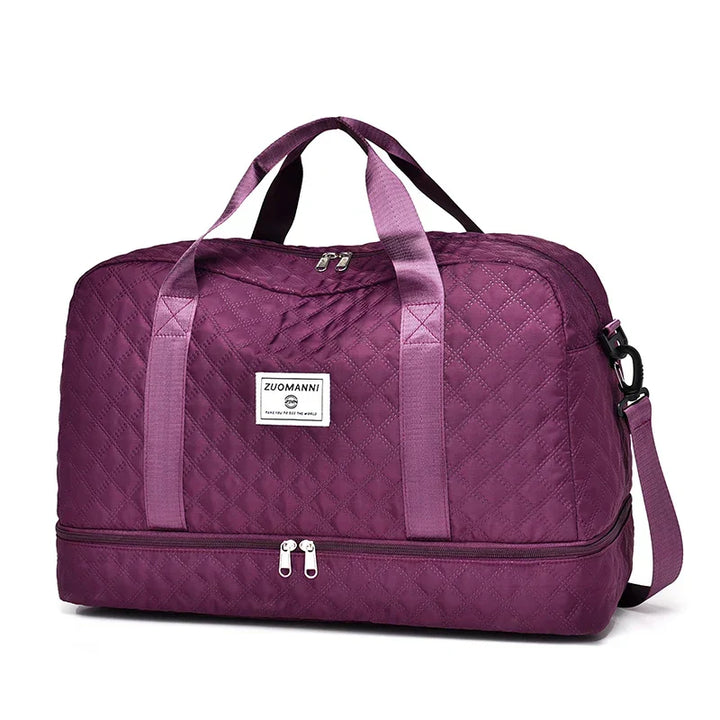 Carvallo TravelFlex Lätt resväska med diamantmönster | Stor sport- &amp; weekendväska med skofack &amp; vått fack | Godkänd för handbagage &amp; vikbar