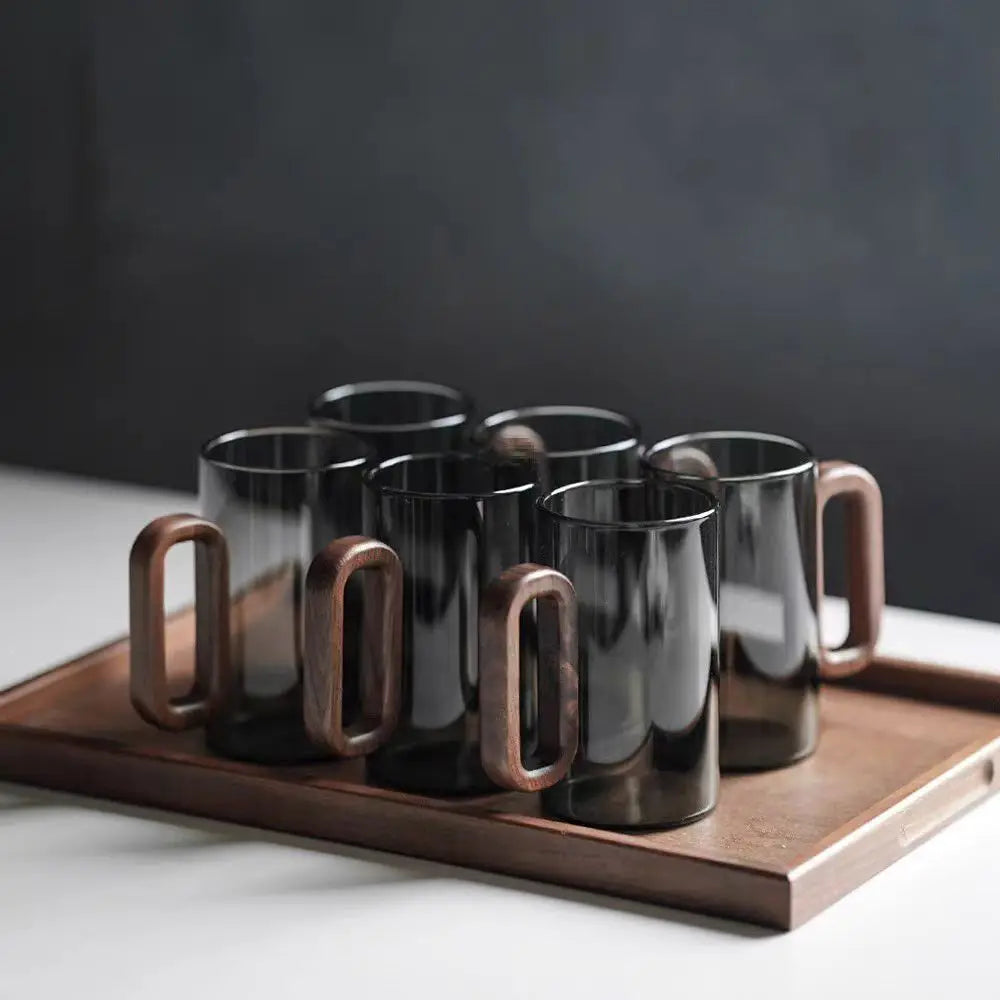 Nordvik Glas Mugg med Trähandtag – Rustik Kaffekopp i Glas