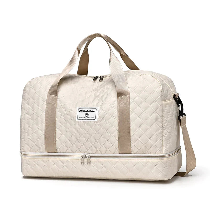 Carvallo TravelFlex Lätt resväska med diamantmönster | Stor sport- &amp; weekendväska med skofack &amp; vått fack | Godkänd för handbagage &amp; vikbar
