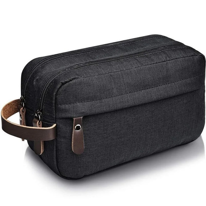 Carvallo Kulturbeutel Unisex | Vattenavvisande | Canvas-design med läderhandtag | För resa &amp; vardag