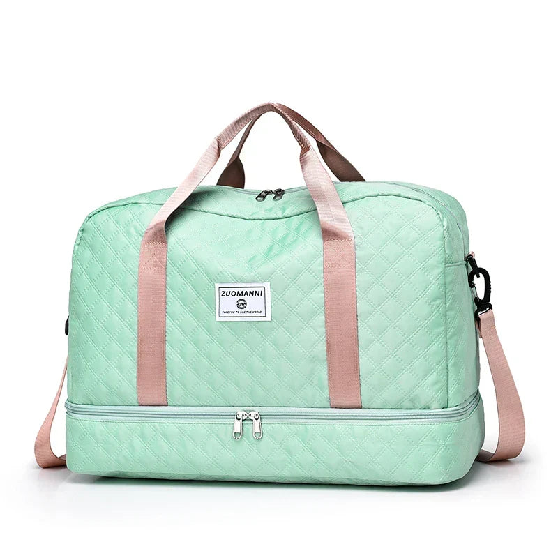Carvallo TravelFlex Lätt resväska med diamantmönster | Stor sport- &amp; weekendväska med skofack &amp; vått fack | Godkänd för handbagage &amp; vikbar